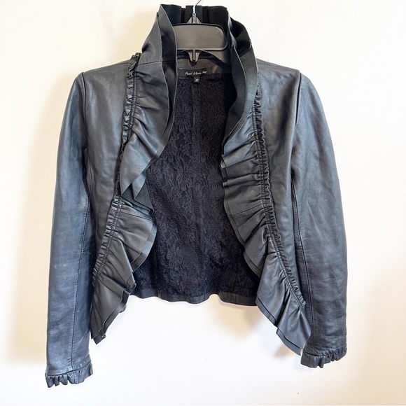 hart moon star Jackets & Blazers - Hart Moon Star Ruffle Black Lamb Leather Jacket